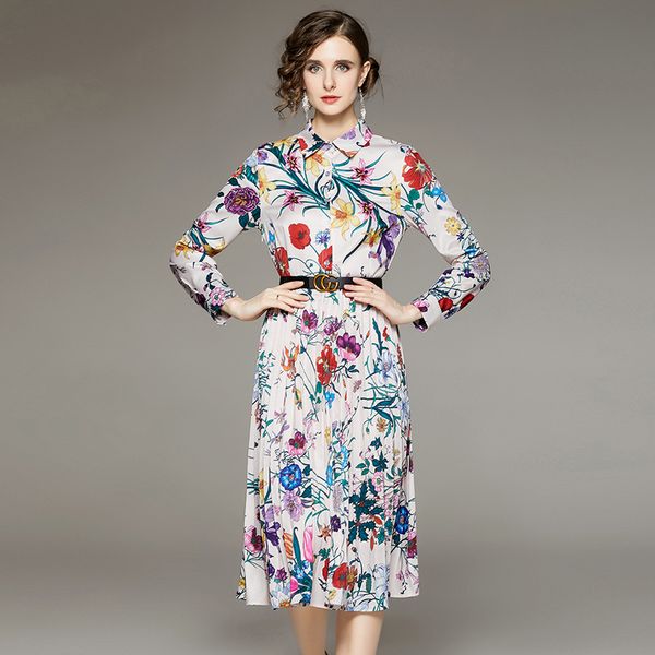 2022 retro floral designer dress women lapel classic button up shirt dresses spring autumn long sleeve office lady print pleated midi frocks, Black;gray
2022 retro floral designer dress women lapel classic button up shirt dresses spring autumn long sleeve office lady print pleated midi frocks, Black;gray