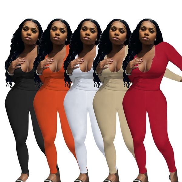 women casual tracksuits deep v long sleeve two piece pants set elastic outfits, Gray
women casual tracksuits deep v long sleeve two piece pants set elastic outfits, Gray