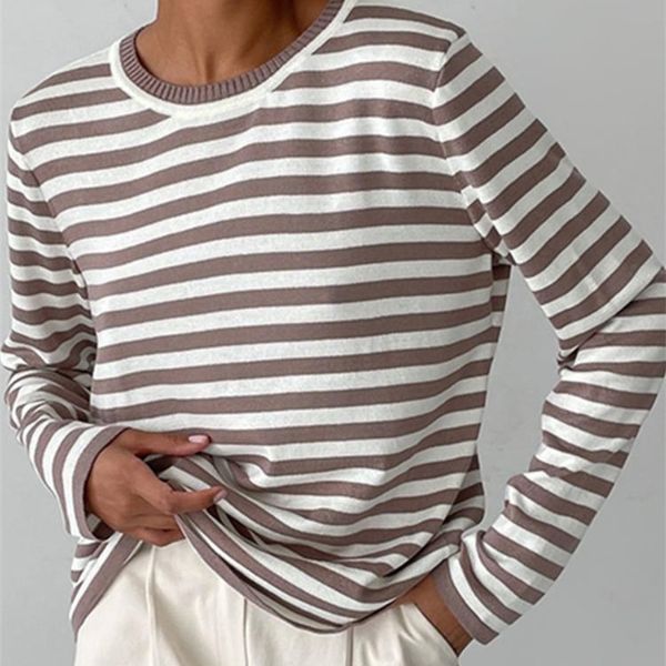 women's sweaters women fashion striped loose sweater elegant knitted long sleeve o neck pullover 2022 autumn winter korean jumper y2k, White;black
women's sweaters women fashion striped loose sweater elegant knitted long sleeve o neck pullover 2022 autumn winter korean jumper y2k, White;black