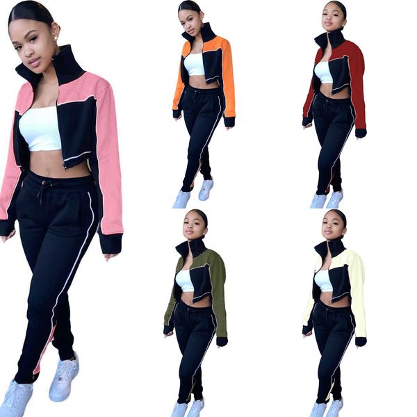 women tracksuits 2 piece set fashion stitching contrast high collar sweater trousers suit ladies casual long sleeve pants sportwear, Gray
women tracksuits 2 piece set fashion stitching contrast high collar sweater trousers suit ladies casual long sleeve pants sportwear, Gray