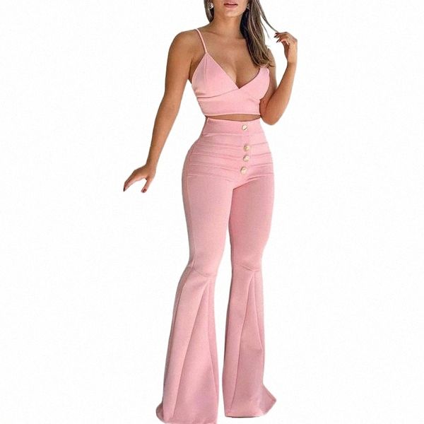 women's tracksuits women elegant pink office style spaghetti strap v-neck suit set cami & buttoned bell-bottom pants summer 2021 women&, Gray
women's tracksuits women elegant pink office style spaghetti strap v-neck suit set cami & buttoned bell-bottom pants summer 2021 women&, Gray