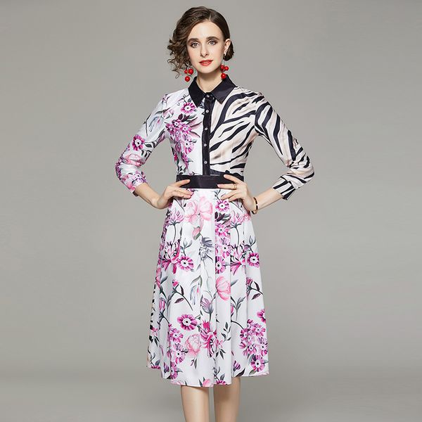 2022 vintage print lapel button shirt dress long sleeve women designer midi dresses spring autumn office lady pleated casual frocks elegant, Black;gray
2022 vintage print lapel button shirt dress long sleeve women designer midi dresses spring autumn office lady pleated casual frocks elegant, Black;gray