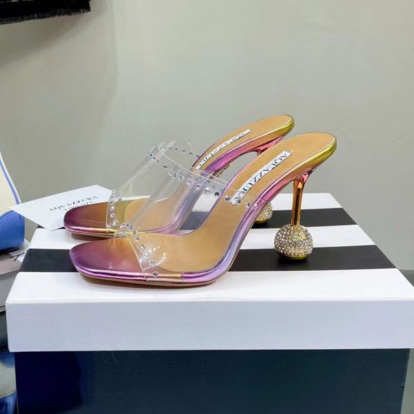 new aquazzura crystal studded ball high-heeled slippers sandals stiletto pvc mules diamond ball metal heel 105mm slip-on open toe women luxu, Black
new aquazzura crystal studded ball high-heeled slippers sandals stiletto pvc mules diamond ball metal heel 105mm slip-on open toe women luxu, Black