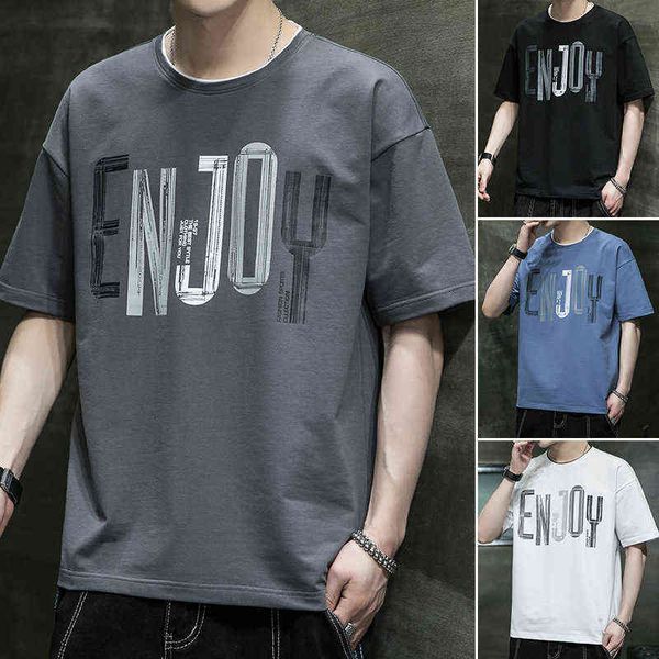 t-shirt men's short sleeve summer new trend print ins loose student fashion brand simple wear, White;black
t-shirt men's short sleeve summer new trend print ins loose student fashion brand simple wear, White;black