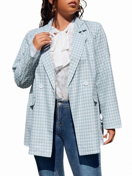 plus size outerwear & coats plus houndstooth print double button blazer u6c4#, Black
plus size outerwear & coats plus houndstooth print double button blazer u6c4#, Black