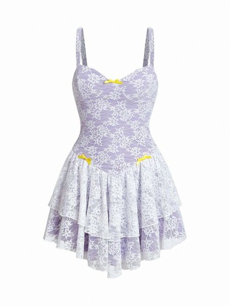 casual dresses floral lace bow front asymmetrical hem cami dress u5z2#, Black;gray 
casual dresses floral lace bow front asymmetrical hem cami dress u5z2#, Black;gray