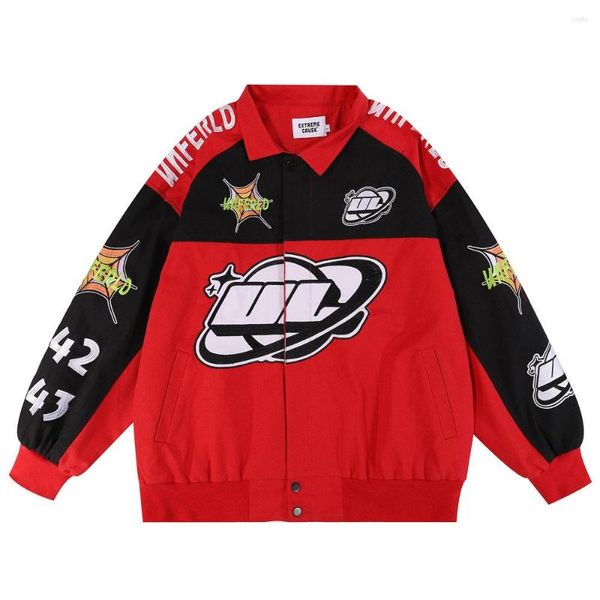 men's jackets men vintage motorcycle racing baseball uniform embroidery patches cotton fabric harajuku streetwear casual american coat, Black;brown
men's jackets men vintage motorcycle racing baseball uniform embroidery patches cotton fabric harajuku streetwear casual american coat, Black;brown