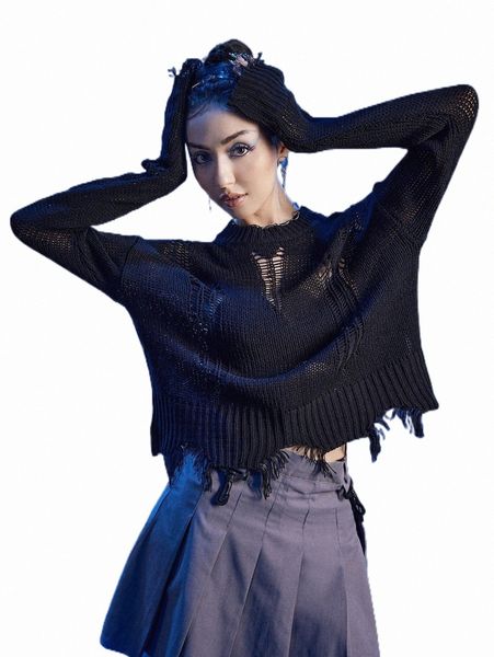 women's sweaters romwe cyber luvr solid distressed sweater 74pr#, White;black
women's sweaters romwe cyber luvr solid distressed sweater 74pr#, White;black