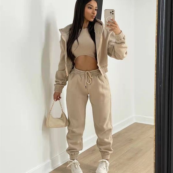 womens two piece pants thick fall winter clothes drawstring hood sweatpants casual sports wear hoodie joggers 3 piece woman tracksuits 22090, White
womens two piece pants thick fall winter clothes drawstring hood sweatpants casual sports wear hoodie joggers 3 piece woman tracksuits 22090, White