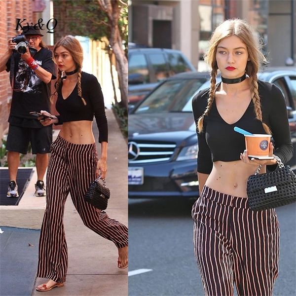 womens two piece pants gigi hadid street shooting fashion suit summer leisure striped high waist wide leg pants open navel tight vneck 22090, White
womens two piece pants gigi hadid street shooting fashion suit summer leisure striped high waist wide leg pants open navel tight vneck 22090, White