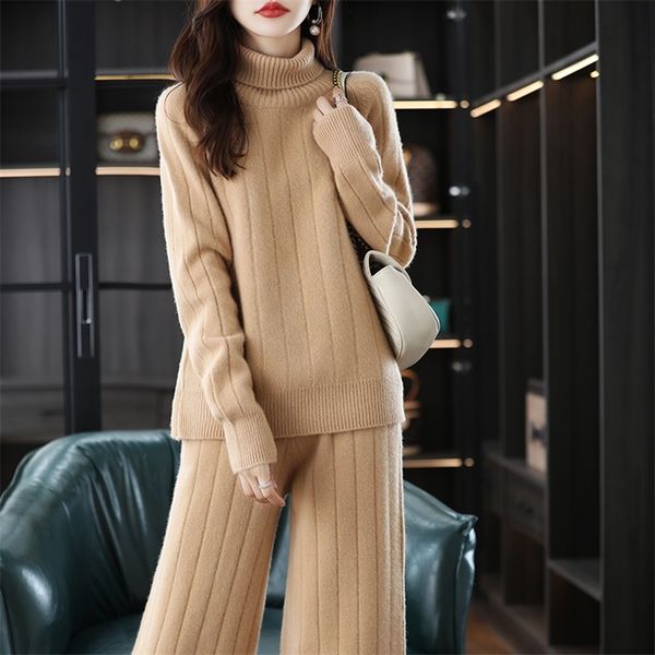 womens two piece pants cashmere suit for women in autumn and winter turtle neck wideleg pants loose fashion twopiece wool sweater straight s, White
womens two piece pants cashmere suit for women in autumn and winter turtle neck wideleg pants loose fashion twopiece wool sweater straight s, White