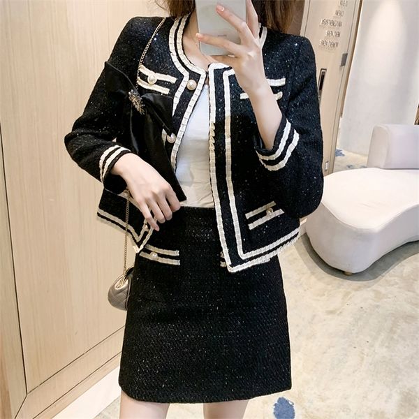 two piece dress tweed elegant suit women autumn winter patchwork diamond bowknot short jacket coat high waist mini skirt sets two piece 2209, White
two piece dress tweed elegant suit women autumn winter patchwork diamond bowknot short jacket coat high waist mini skirt sets two piece 2209, White