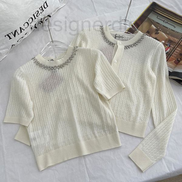 women's sweaters designer genuine family 22ss neckline hand nailed beads rhinestone hemp pattern solid color thin knit short sleeve f, White;black
women's sweaters designer genuine family 22ss neckline hand nailed beads rhinestone hemp pattern solid color thin knit short sleeve f, White;black