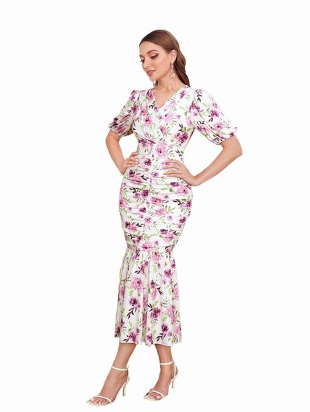 casual dresses allover floral print puff sleeve ruched dress 81zs#, Black;gray
casual dresses allover floral print puff sleeve ruched dress 81zs#, Black;gray