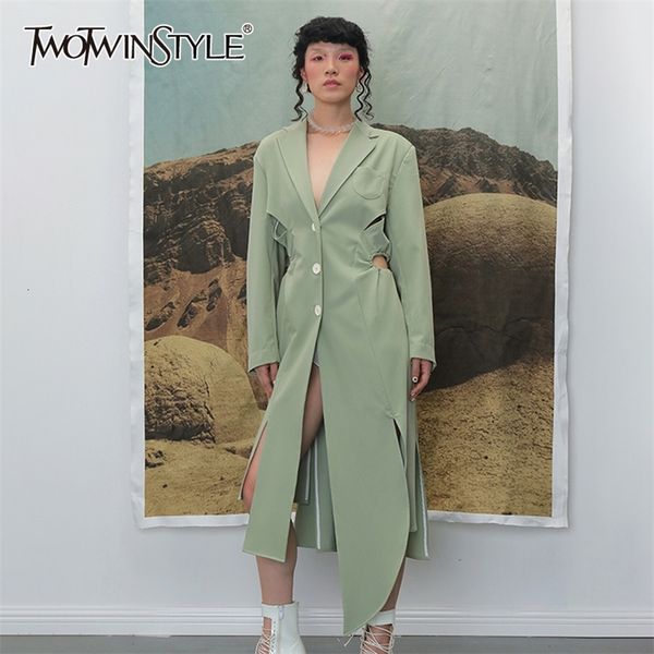 women's trench coats twotwinstyle irregular split windbreaker for female lapel collar long sleeve high waist hollow out drawstring tren, Tan;black
women's trench coats twotwinstyle irregular split windbreaker for female lapel collar long sleeve high waist hollow out drawstring tren, Tan;black