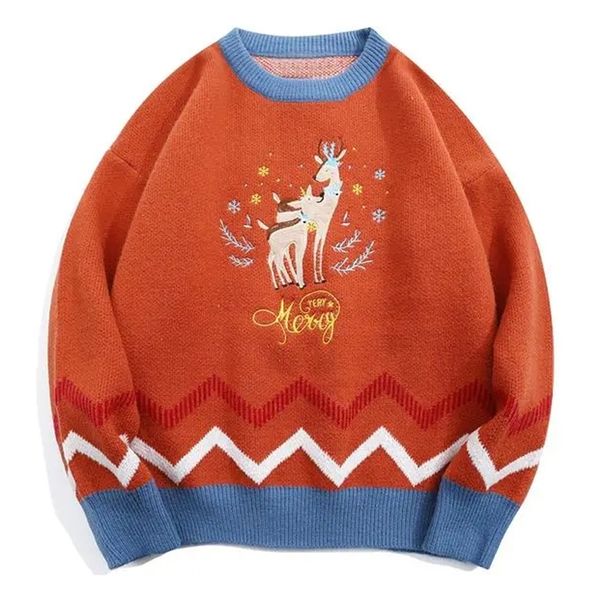 men's sweaters oversized cartoon sweater deer embroidery men patchwork knitwear winter japanese fashion woman loose casual sweaters pul, White;black
men's sweaters oversized cartoon sweater deer embroidery men patchwork knitwear winter japanese fashion woman loose casual sweaters pul, White;black