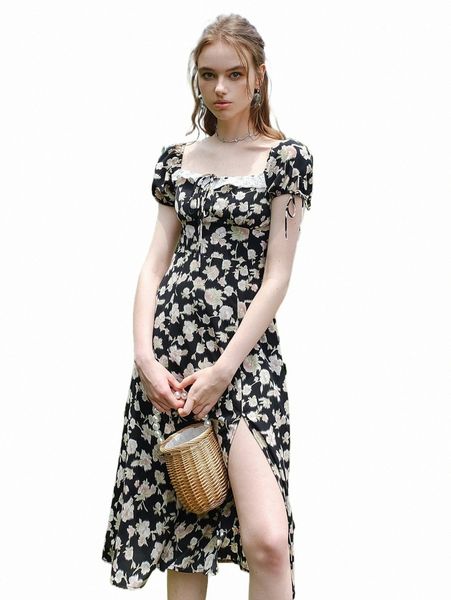 casual dresses allover floral print knot front split hem dress u1pp#, Black;gray 
casual dresses allover floral print knot front split hem dress u1pp#, Black;gray