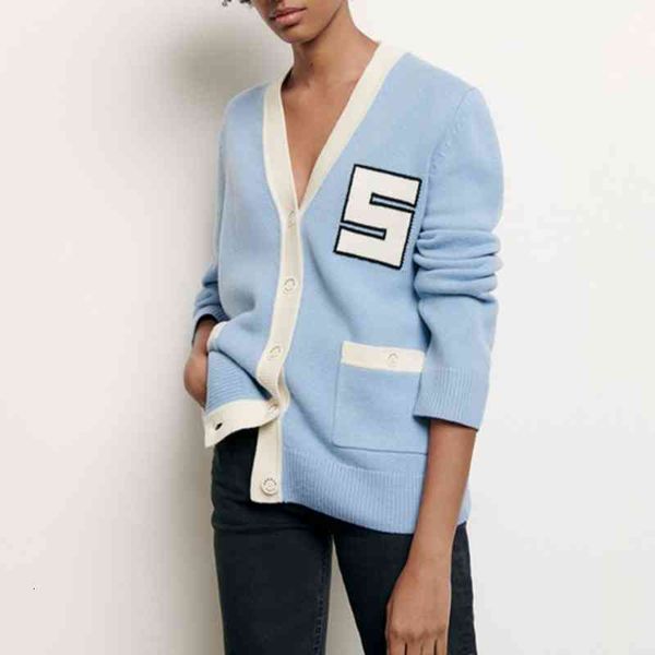 women's knits tees fadan spring summer college style color matching letter embroidery long sleeve blue v-neck knitted cardigan, White
women's knits tees fadan spring summer college style color matching letter embroidery long sleeve blue v-neck knitted cardigan, White