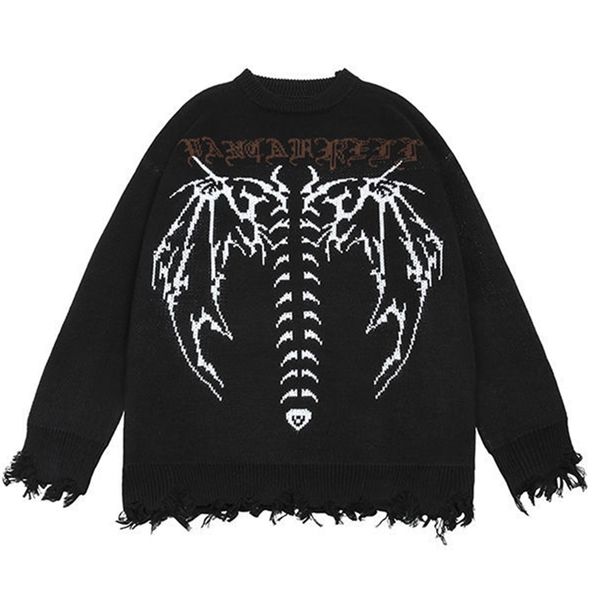 men's sweaters winter high street oversized vintage gothic style printed knitted sweater men hip hop harajuku casual loose pullovers 22, White;black 
men's sweaters winter high street oversized vintage gothic style printed knitted sweater men hip hop harajuku casual loose pullovers 22, White;black