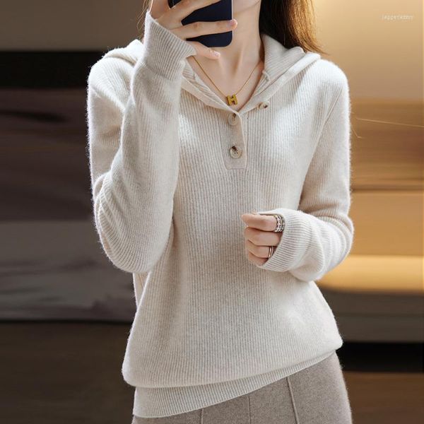 women's sweaters pure wool sweater 2022 fall/winter style women's hooded collar pullover casual loose knit bottoming top, White;black
women's sweaters pure wool sweater 2022 fall/winter style women's hooded collar pullover casual loose knit bottoming top, White;black
