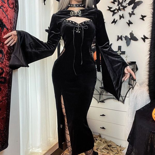 casual dresses gothic long dress suit with hat see through velvet lace cutout high slit sleeve button lace-up party smock, Black;gray
casual dresses gothic long dress suit with hat see through velvet lace cutout high slit sleeve button lace-up party smock, Black;gray