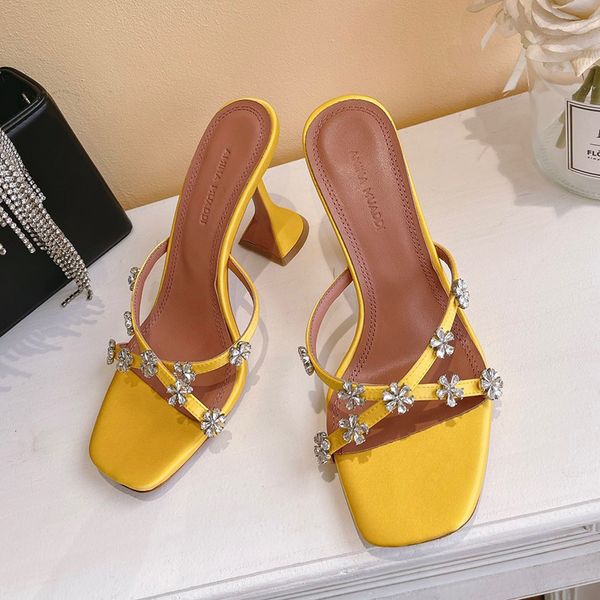 women's amina flower muaddi high-heeled slippers satin silky crystal decoration wine glass heel loop sandals luxury designer dress shoe, Black
women's amina flower muaddi high-heeled slippers satin silky crystal decoration wine glass heel loop sandals luxury designer dress shoe, Black