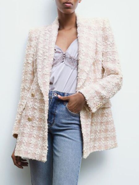 women's suits blazers za autumn sweet and self-cultivating women's fashion texture double-breasted lapel pocket casual suit jacket, White;black
women's suits blazers za autumn sweet and self-cultivating women's fashion texture double-breasted lapel pocket casual suit jacket, White;black