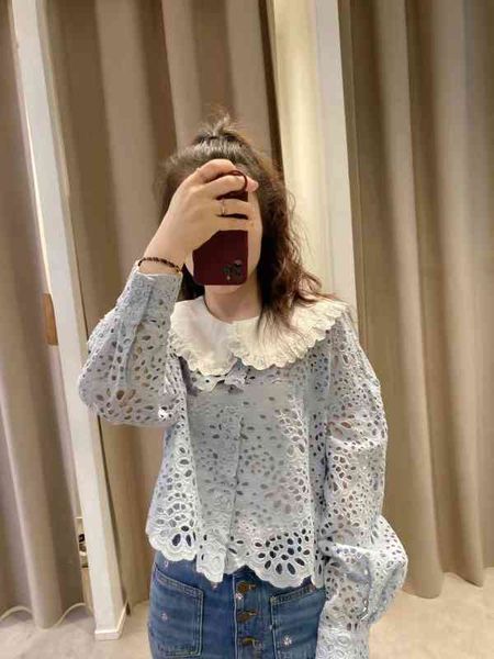 women's t-shirt fadan family spring and summer sweet lace doll neck long sleeve hollow wavy edge shirt blouse women, White
women's t-shirt fadan family spring and summer sweet lace doll neck long sleeve hollow wavy edge shirt blouse women, White