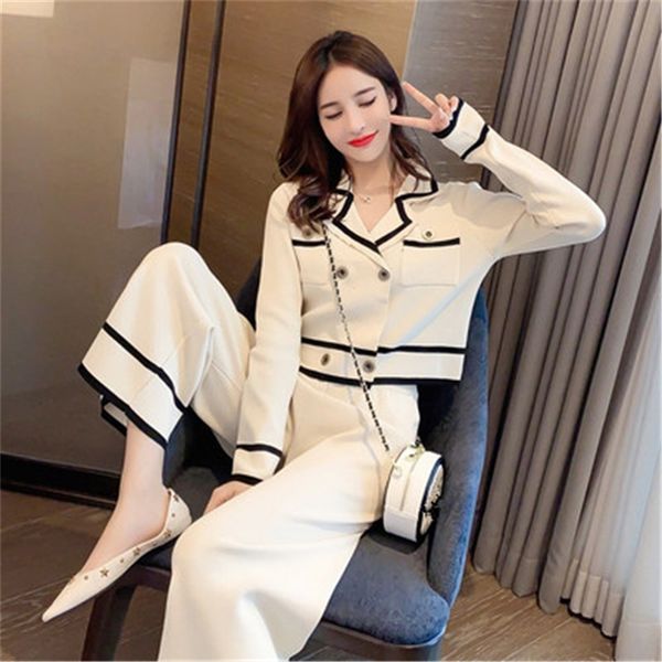 womens two piece pants elegant two peice set for women contrast stripe trims lapel cardigan pocket ighwaisted pants knitting outfits female, White
womens two piece pants elegant two peice set for women contrast stripe trims lapel cardigan pocket ighwaisted pants knitting outfits female, White