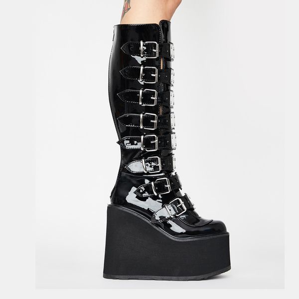 autumn winter martin boots 11cm high heelmetal buckle belt thick bottom new long tube over-knee boots plus size 36-43, Black
autumn winter martin boots 11cm high heelmetal buckle belt thick bottom new long tube over-knee boots plus size 36-43, Black