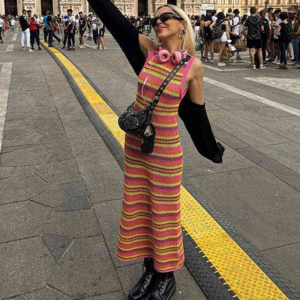 fashion striped knit dress women 2022 autumn streetwear o neck sleeveless rainbow maxi dress 90s vintage chic woman clothes t220819, Black;gray
fashion striped knit dress women 2022 autumn streetwear o neck sleeveless rainbow maxi dress 90s vintage chic woman clothes t220819, Black;gray