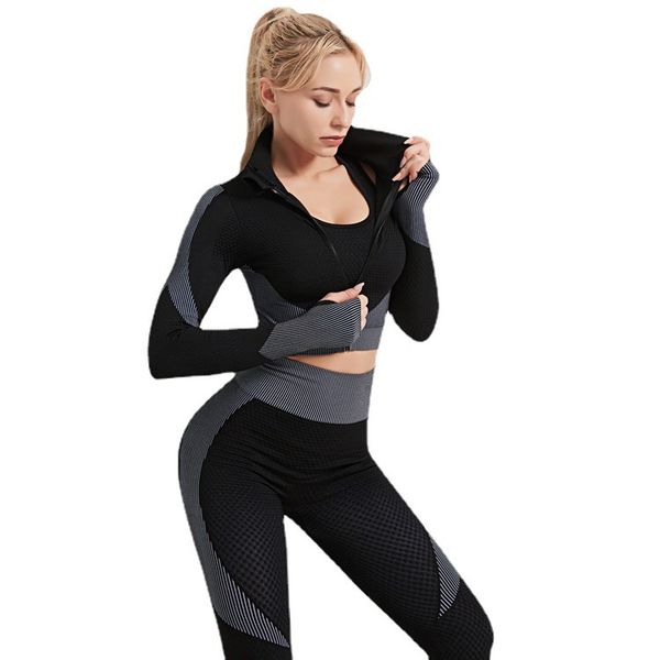 autumn and winter sportswear womens tracksuits yoga wear long sleeve zipper high waist hip lifting pants slim sportswear fitness perfect fig, Gray
autumn and winter sportswear womens tracksuits yoga wear long sleeve zipper high waist hip lifting pants slim sportswear fitness perfect fig, Gray
