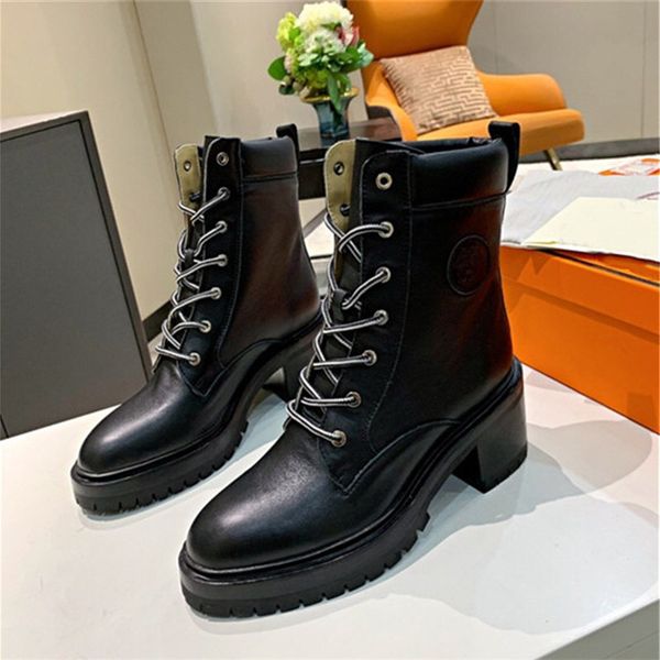 front lace-up casual martin boots fashion leather chunky heel mid-tube rider boot, Black
front lace-up casual martin boots fashion leather chunky heel mid-tube rider boot, Black