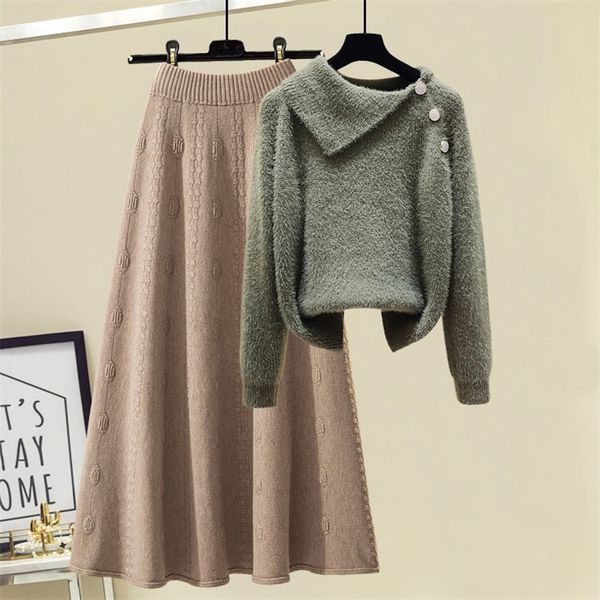 two piece dress plus size soft mink sweater skirt set women buttons pullover sweaters aline midi skirt two piece set knitted suit tracksuit, White
two piece dress plus size soft mink sweater skirt set women buttons pullover sweaters aline midi skirt two piece set knitted suit tracksuit, White