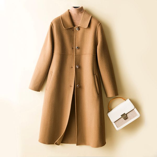 women's wool blends autumn and winter doll collar double-sided cashmere coat women's 100% pure woolen coat mid-length 220906, Black
women's wool blends autumn and winter doll collar double-sided cashmere coat women's 100% pure woolen coat mid-length 220906, Black