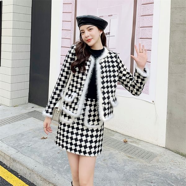 two piece dress autumn winter runway wool two piece set women plaid cashmere tweed jacket coat high waist mini skirt sets suit female 220906, White
two piece dress autumn winter runway wool two piece set women plaid cashmere tweed jacket coat high waist mini skirt sets suit female 220906, White