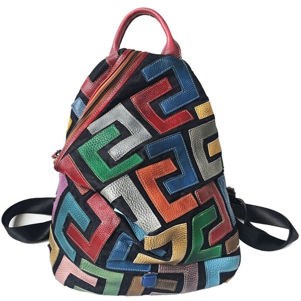 women bags genuine leather backpack handbag travel dual shoulder pack layer cowhide ms bag splicing contrast color casual fashion schoolbag
women bags genuine leather backpack handbag travel dual shoulder pack layer cowhide ms bag splicing contrast color casual fashion schoolbag