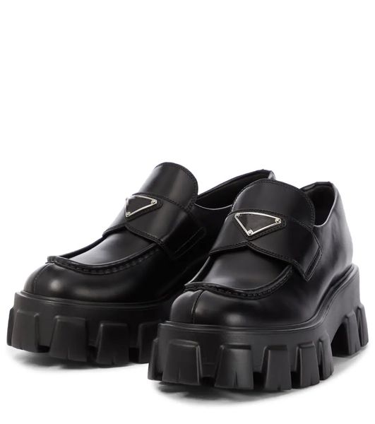 designer loafers women dress shoes luxury metal triangle logo brushed leather monolith loafer eu35-40 with box dresses, Black
designer loafers women dress shoes luxury metal triangle logo brushed leather monolith loafer eu35-40 with box dresses, Black