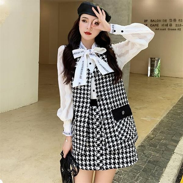 two piece dress elegant tweed womens suit plaid long vest jacket patchwork aline mini skirt sets letter print lace shirt autumn ol outfit 22, White
two piece dress elegant tweed womens suit plaid long vest jacket patchwork aline mini skirt sets letter print lace shirt autumn ol outfit 22, White