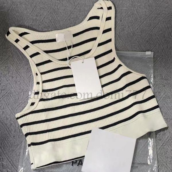 

Fashion Letter Logo Women' Sleeveless Vest T-Shirt Fashion Tank Top Vests, Black and white stripe