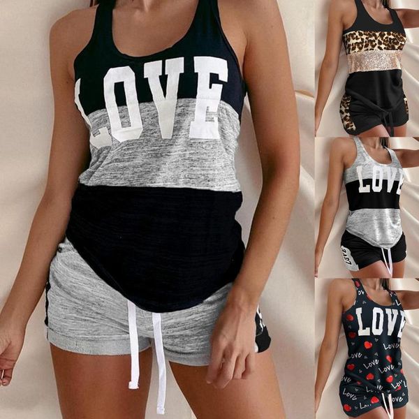 women summer tanks womens sleepwear shorts 2pcs sleeveless heart printed lace up, Black;red
women summer tanks womens sleepwear shorts 2pcs sleeveless heart printed lace up, Black;red