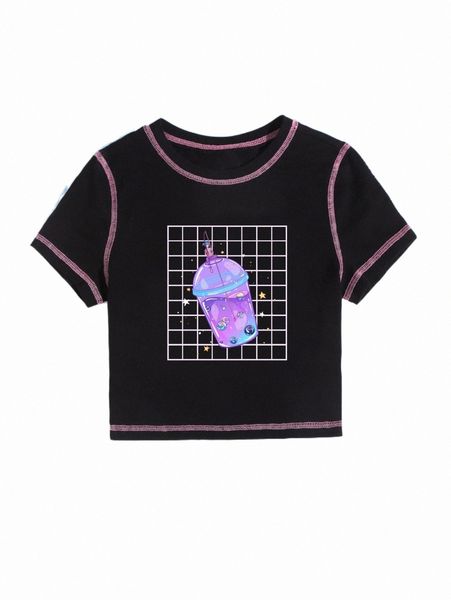 women's t-shirt romwe x caterina giorgi stitching trim cartoon graphic crop tee q7vg#, White
women's t-shirt romwe x caterina giorgi stitching trim cartoon graphic crop tee q7vg#, White