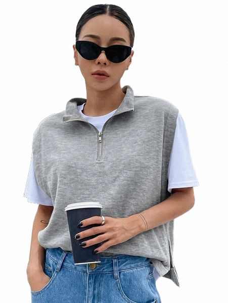 women's hoodies & sweatshirts dazy quarter zipper sleeveless sweatshirt without tee 214j#, Black
women's hoodies & sweatshirts dazy quarter zipper sleeveless sweatshirt without tee 214j#, Black