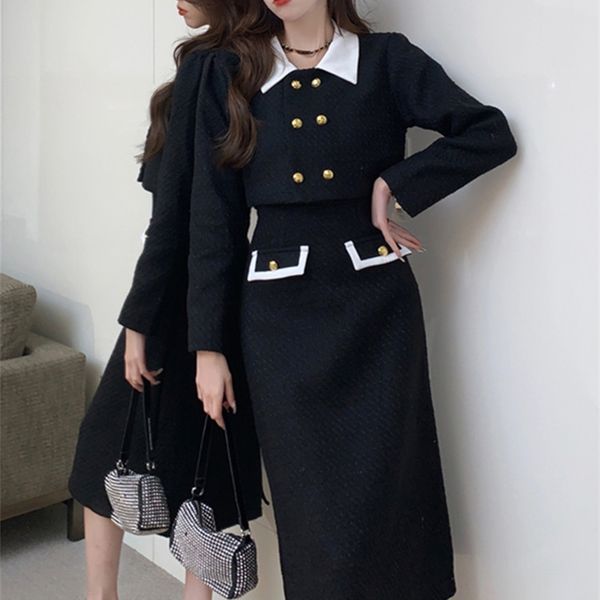 two piece dress vintage short blazer dress suits women tweed black jacket coat slim midi dresses two piece set womens outfits office lady 22, White
two piece dress vintage short blazer dress suits women tweed black jacket coat slim midi dresses two piece set womens outfits office lady 22, White