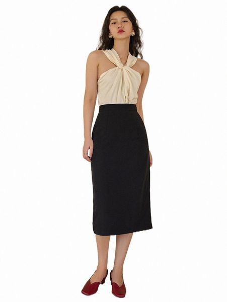 skirts dazy solid split back straight skirt 2022 new t1su#, Black