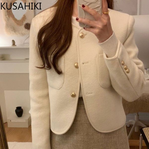 women's wool blends kusahiki elegant o-neck woman short woolen coat korea chic fashion jakcet spring long sleeve single breasted outwea, Black
women's wool blends kusahiki elegant o-neck woman short woolen coat korea chic fashion jakcet spring long sleeve single breasted outwea, Black