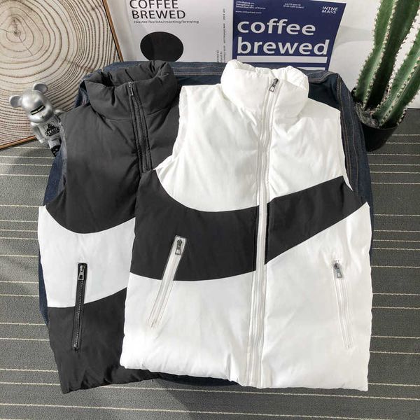 couple down cotton vest slim standing collar men's black and white vest warm jacket couple fashion one shoulder down cotton jacket, Black;white
couple down cotton vest slim standing collar men's black and white vest warm jacket couple fashion one shoulder down cotton jacket, Black;white