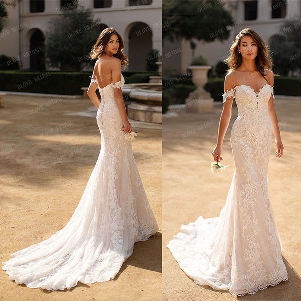 mermaid wedding dress off shoulder sleeveless applique lace wedding gowns robe de mariage for bride, White
mermaid wedding dress off shoulder sleeveless applique lace wedding gowns robe de mariage for bride, White