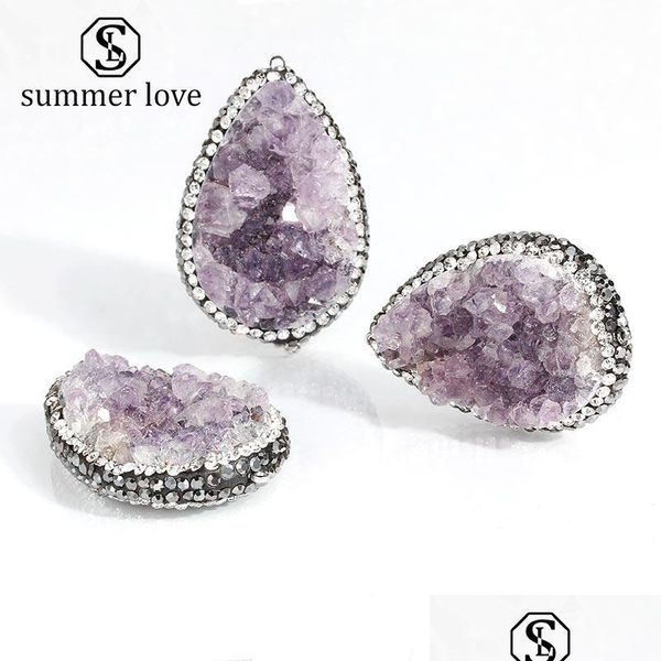 charms new crystal diamond natural druse pendant charm for bracelet bangle necklace oval purple diy fashion jewelry drop del vipjewel dh9pf, Bronze;silver
charms new crystal diamond natural druse pendant charm for bracelet bangle necklace oval purple diy fashion jewelry drop del vipjewel dh9pf, Bronze;silver