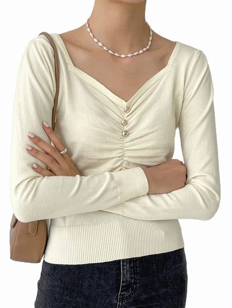 women's sweaters dazy sweetheart neck ruched button detail sweater y9if#, White;black
women's sweaters dazy sweetheart neck ruched button detail sweater y9if#, White;black